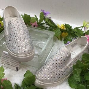 David’s Bridal rhinestone sparkle slip on sneakers 8